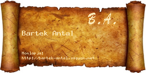 Bartek Antal névjegykártya
